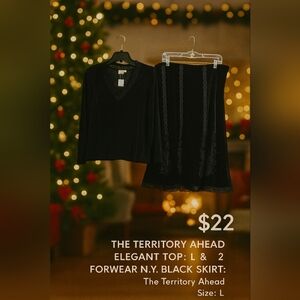 The Territory Ahead Elegant Top: L & Forwear N.Y. Black Skirt: XL, 2  pc Set
